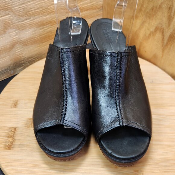 Timberland Earthkeepers Danforth Womens Black Leather Wedge Heel Mules Size 9 - Picture 3 of 10